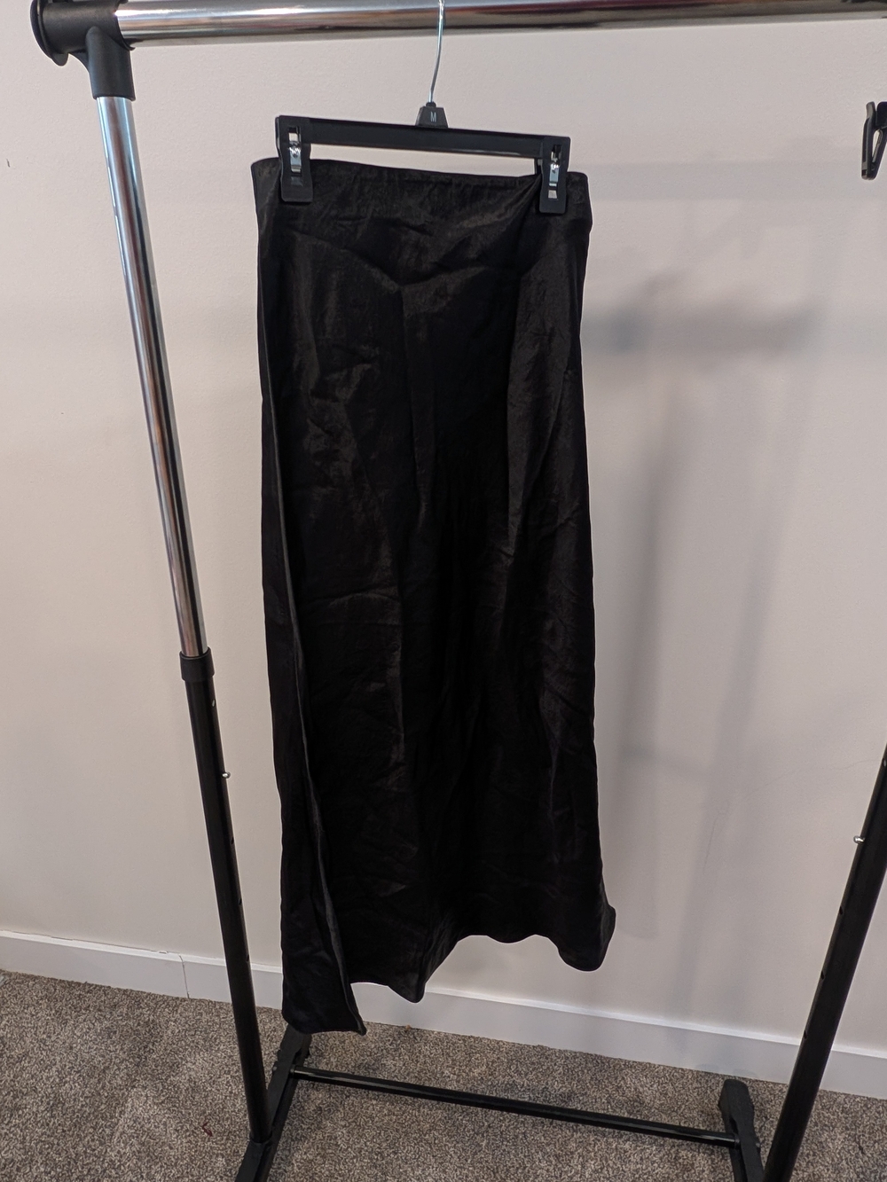 Aritzia Babaton Black Slip Satin Maxi Skirt
